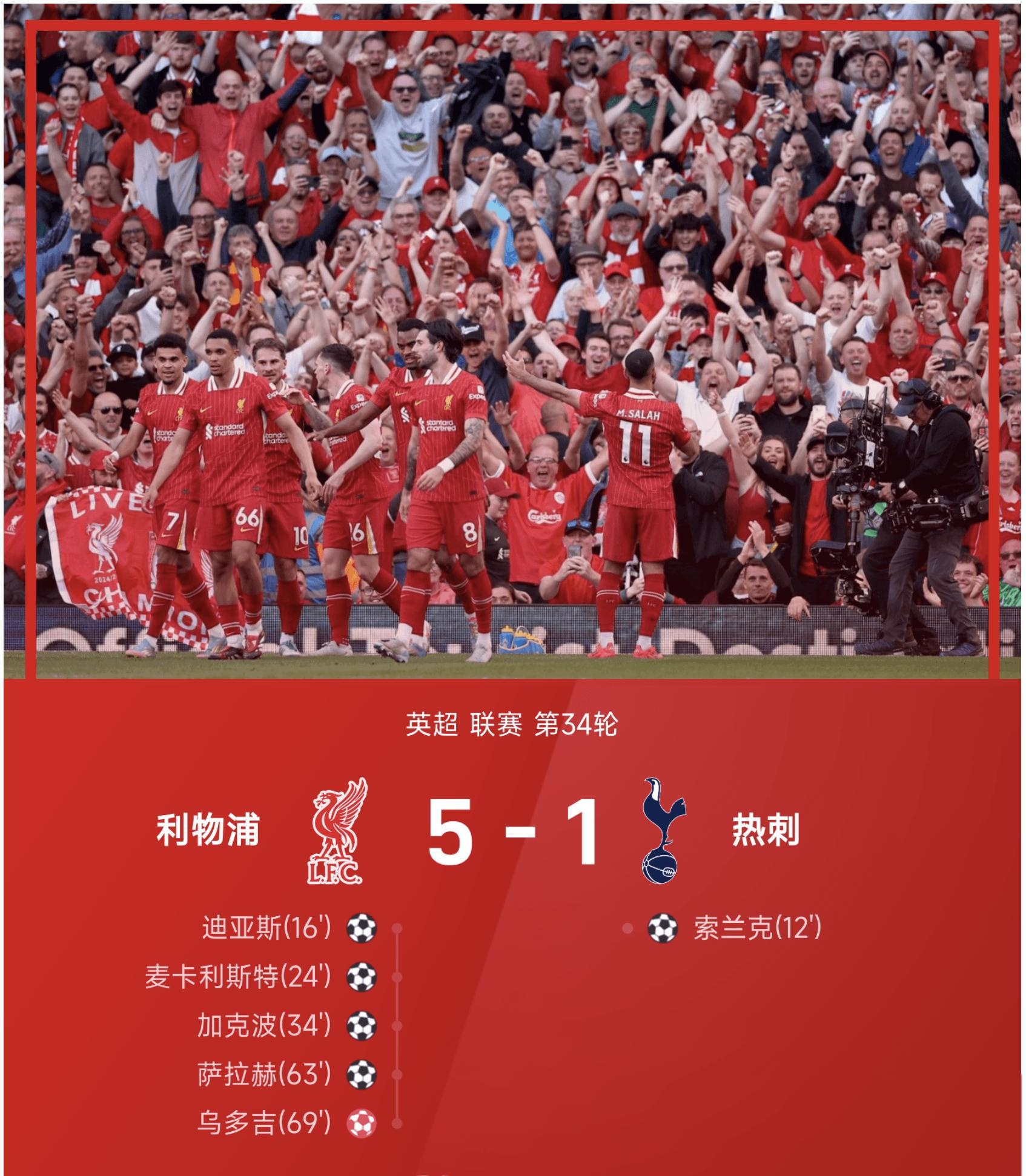 利物浦主场轻松战胜曼联，继续领跑英超的简单介绍